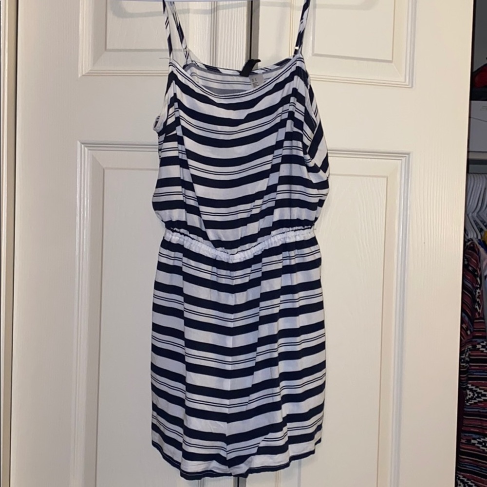 White and navy ROMPER